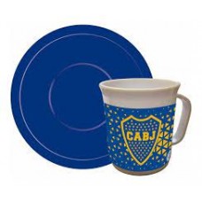 TAZA CON PLATO DE PLASTICO PERSONAJES BOCA JUNIORS