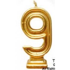 VELA NUMEROTE DORADO Nº 9