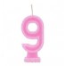 VELA NUMEROTE CON BRILLO ROSA Nº 9