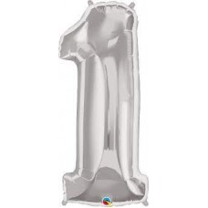 GLOBO NUMERO GRANDE PLATA 86 CM Nº 1