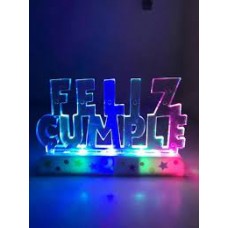 ADORNO DE TORTA - CARTEL FELIZ CUMPLEAÑOS CON LUZ TRANSPARENTE