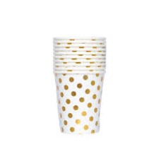 VASOS DESCARTABLES POLIPAPEL A LUNARES ORO X 6 VASOS DESCARTABLES POLIPAPEL A LUNARES ORO X 6