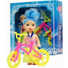 MUÑECA MINI CON BICICLETA EN CAJA