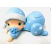 ADORNO DE TORTA PORCELANA FRIA BEBE ACOSTADO CELESTE