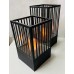 PORTAVELAS METAL FANAL NEGRO CON VIDRIO GRANDE