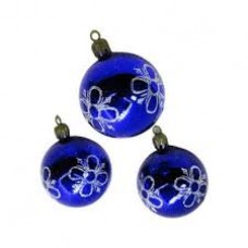 GLOBO NAVIDEÑO 6 CM AZUL DECORADO CON GLITTER X 3