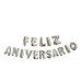 GLOBO DE PAPEL METALIZADO FRASE FELIZ ANIVERSARIO PLATEADO