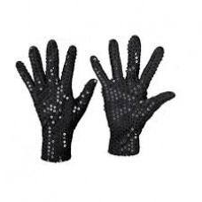 GUANTES DE COTILLON CON LENTEJUELAS NEGRO