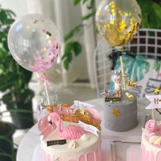 CAKE TOPPER GLOBOS MINI CON CONFETI X 5 MULTICOLOR