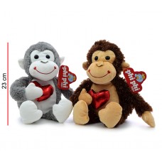 PELUCHE MONO CON CORAZON 23 CM