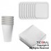 KIT DESCARTABLE PLATOS + VASOS + SERVILLETAS PARA 8 PERSONAS BLANCO
