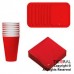 KIT DESCARTABLE PLATO + VASOS + SERVILLETAS ROJO