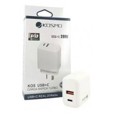 CARGADOR PARA CELULARES BASE UNIVERSAL SIN CABLE KOSMO USB + TIPO C 20 W TURBO