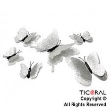CAKE TOPPER MARIPOSAS PLATA GIBREADA X 6