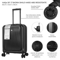 VALIJA 4 RUEDAS Nº 1 CHICA 20 PULGADAS CARRY ON SKORA 39969 CON PORTANOTEBOOK VALIJA 4 RUEDAS Nº 1 CHICA 20 PULGADAS CARRY ON SKORA 39969 CON PORTANOTEBOOK