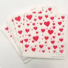 SERVILLETAS DESCARTABLES ESTAMPADAS NAPTRES CORAZON ROJO X 20