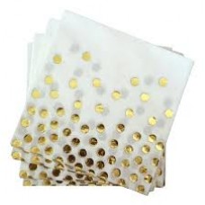 SERVILLETAS DESCARTABLES PARTY STORE BLANCA CON LUNARES DORADOS X 12