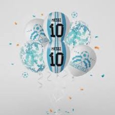 SET DE GLOBOS IMPRESOS ARGENTINA MESSI X 6 LATEX CON CONFETI