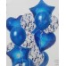 SET DE GLOBOS METALIZADOS Y LATEX CON CONFETTI X 10 AZUL