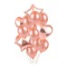 SET DE GLOBOS METALIZADOS ESTRELLA Y CORAZON Y LATEX CON CONFETTI X 14 ROSA GOLD