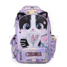 MOCHILA ESPALDA CHIMOLA CAT GATITO CON COLA Y OREJAS DE PELUCHE Y CASCABEL 18 PU