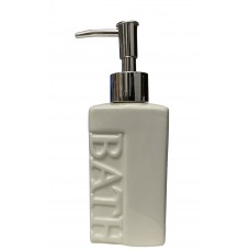 DISPENSER DE CERAMICA BLANCA CON VALVULA CROMADA BATH
