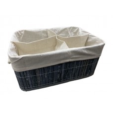 CANASTO ORGANIZADOR DE BAMBU PLEGABLE CON 4 DIVISIONES