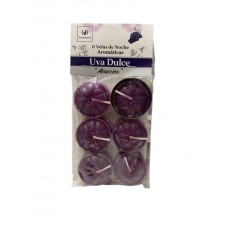 VELAS DE NOCHE PERFUMADAS X 6 UVA DULCE