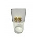 VASO DE VIDRIO 400 ML SIN SORBETE TAPA DE BAMBU MOÑO BEIGE