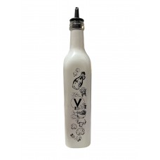 CONDIMENTERO X 1 VINAGRERA DE VIDRIO 500 ML CON PICO VERTEDOR BLANCA