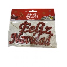 CARTEL FELIZ NAVIDAD ROJO X 3 UNIDADES