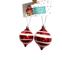 GLOBO NAVIDEÑO TROMPO X 2 ROJO Y GIBRE BLANCO
