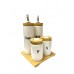 CONDIMENTERO X 4 ACEITERA-VINAGRERA-SALERO-PIMENTERO CERAMICA Y BAMBU
