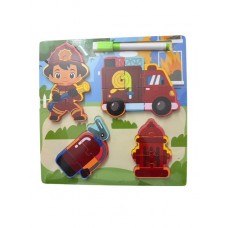 ROMPECABEZAS 4 PIEZAS DE ENCASTRE + PIZARRA PROFESIONES EN MADERA