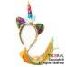 VINCHA DE COTILLON UNICORNIO CON TRENZAS MULTICOLOR